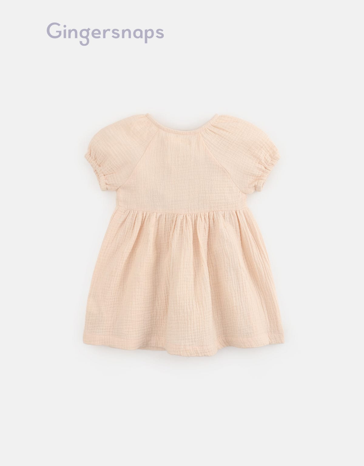 جينجرسنابس فستان سادة أزرار أمامية كم قصير بف بناتي أصفر