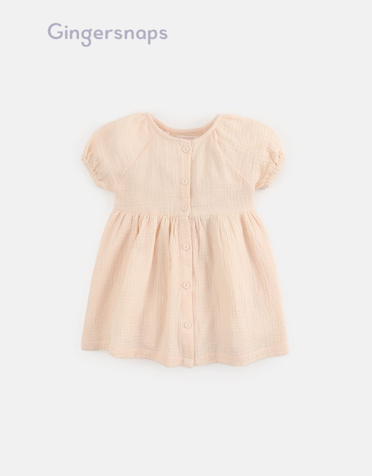 جينجرسنابس فستان سادة أزرار أمامية كم قصير بف بناتي أصفر