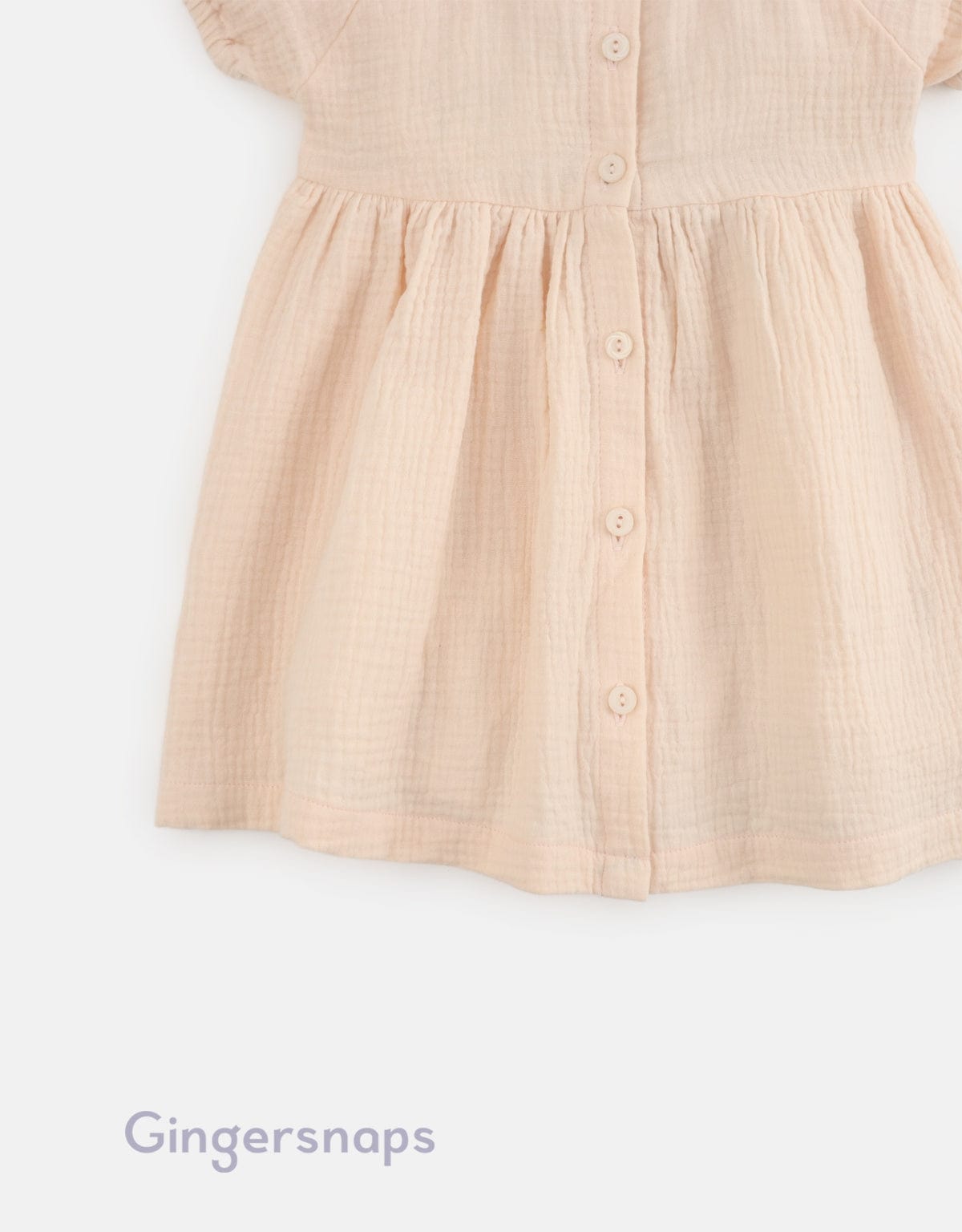 جينجرسنابس فستان سادة أزرار أمامية كم قصير بف بناتي أصفر