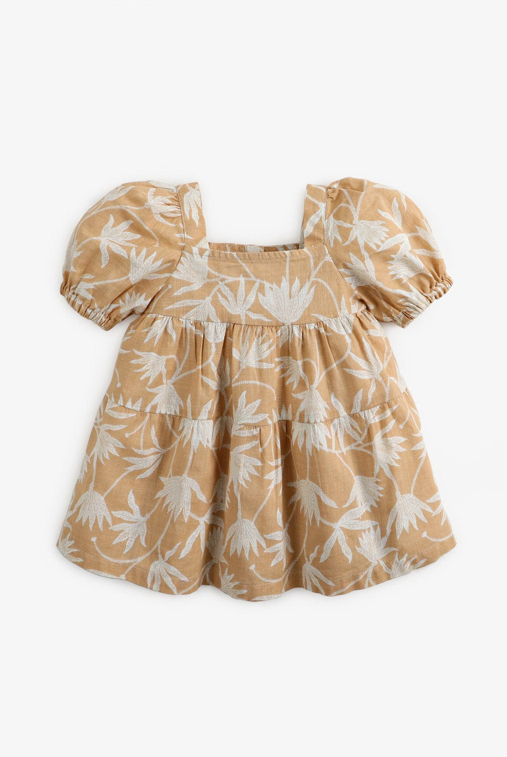 جينجرسنابس فستان مشجر قصير كم قصير بف رضع بناتي بني