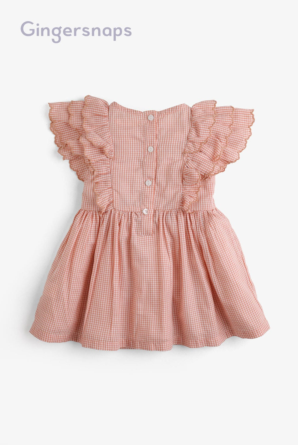 جينجرسنابس فستان مربعات منفوش مكشكش بناتي برتقالي