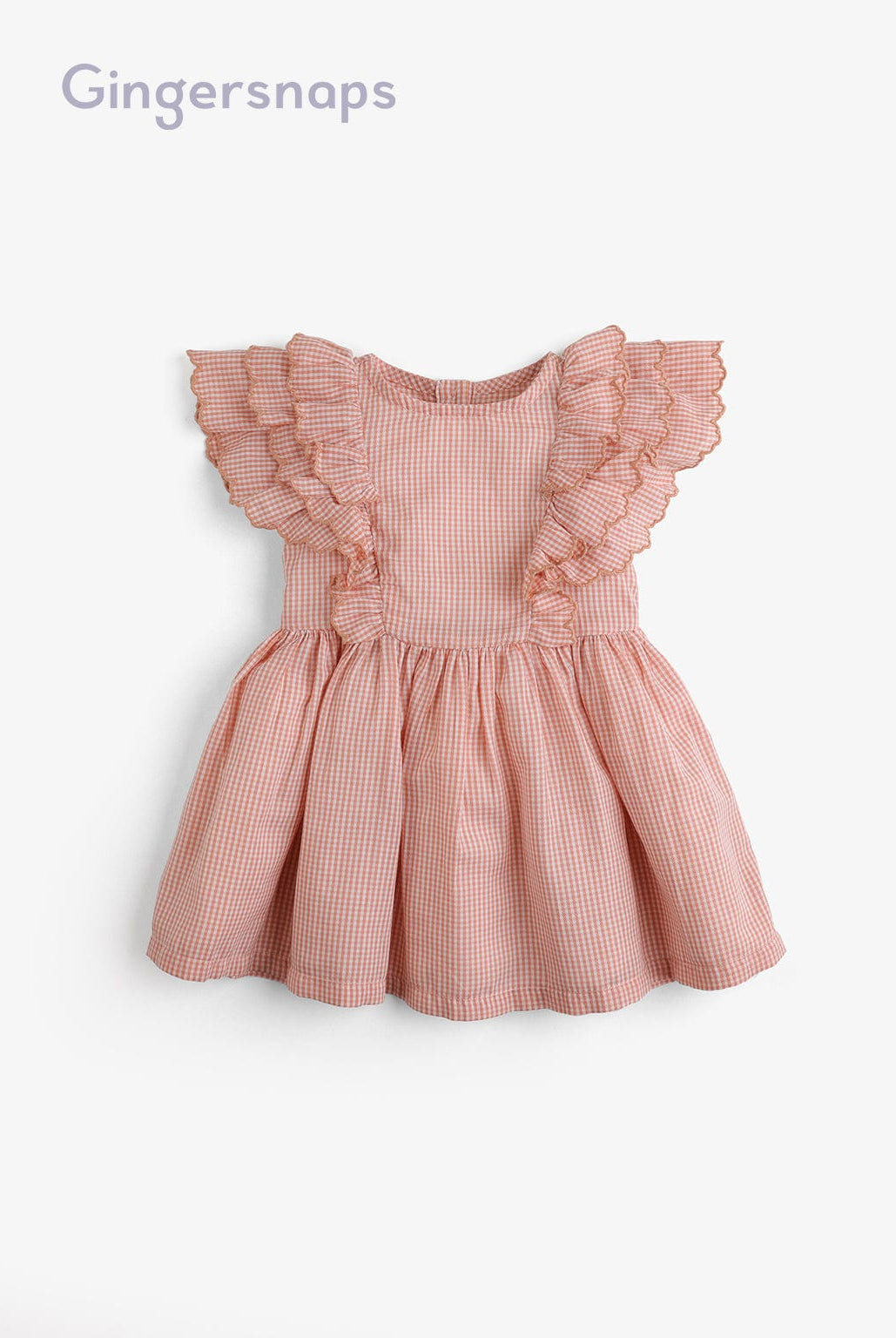 جينجرسنابس فستان مربعات منفوش مكشكش بناتي برتقالي