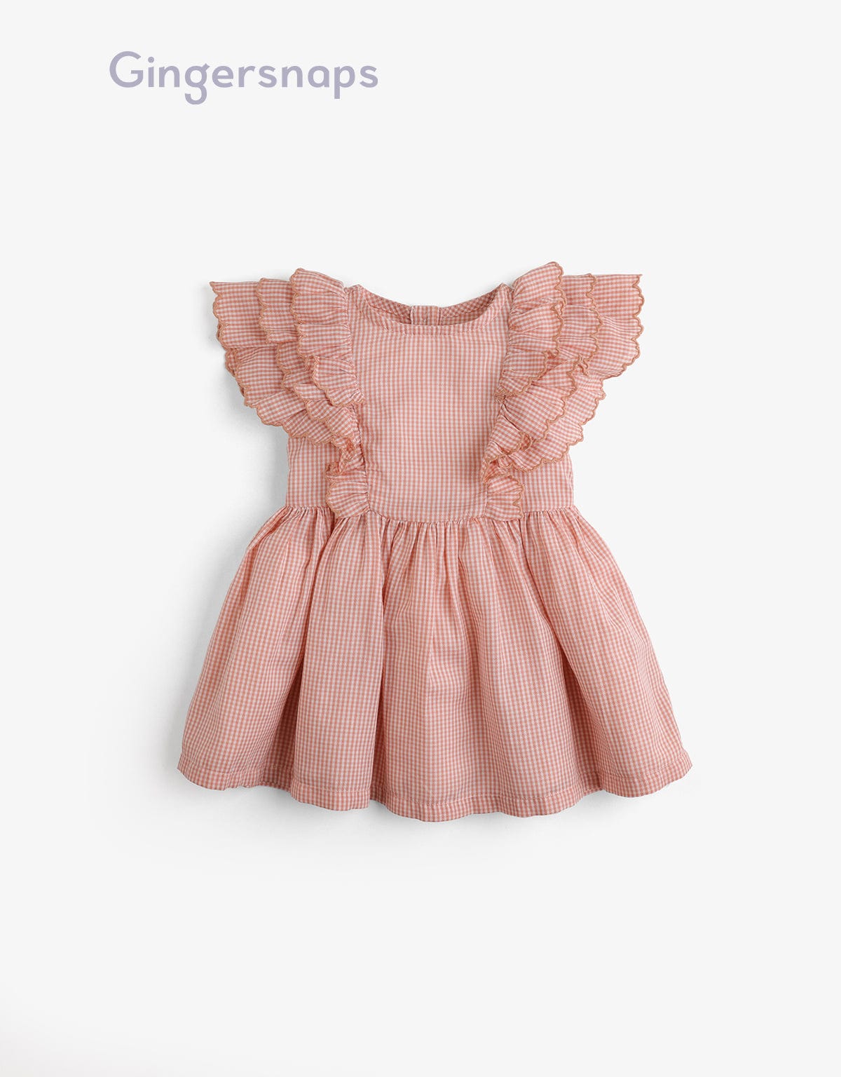 جينجرسنابس فستان مربعات منفوش مكشكش بناتي برتقالي