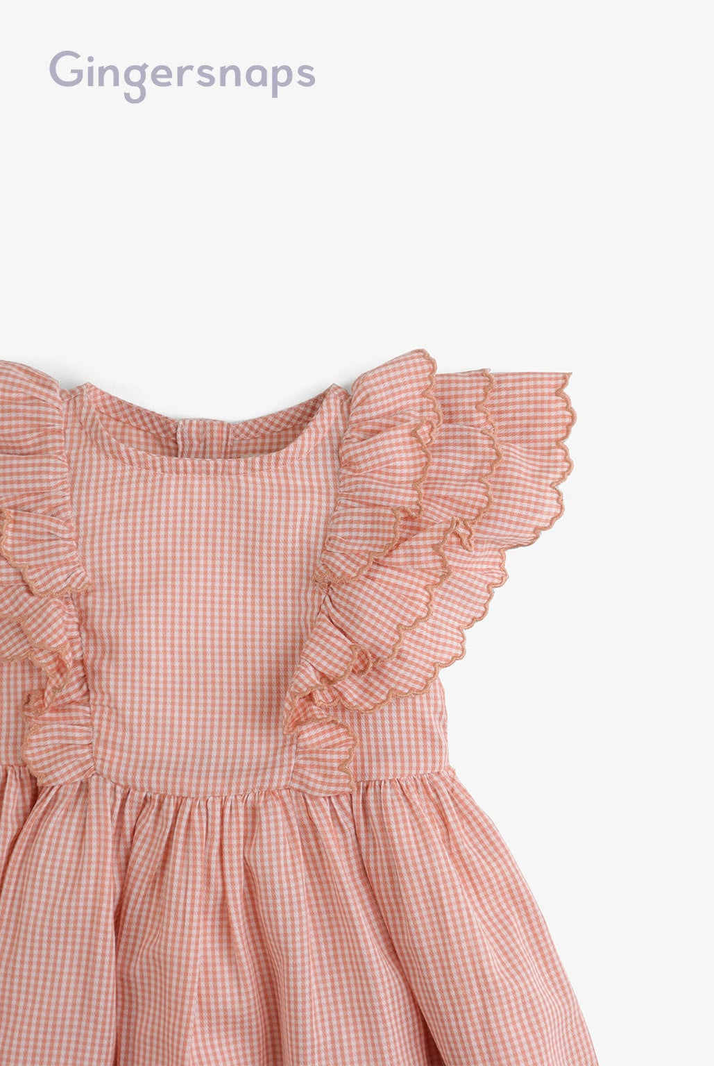 جينجرسنابس فستان مربعات منفوش مكشكش بناتي برتقالي