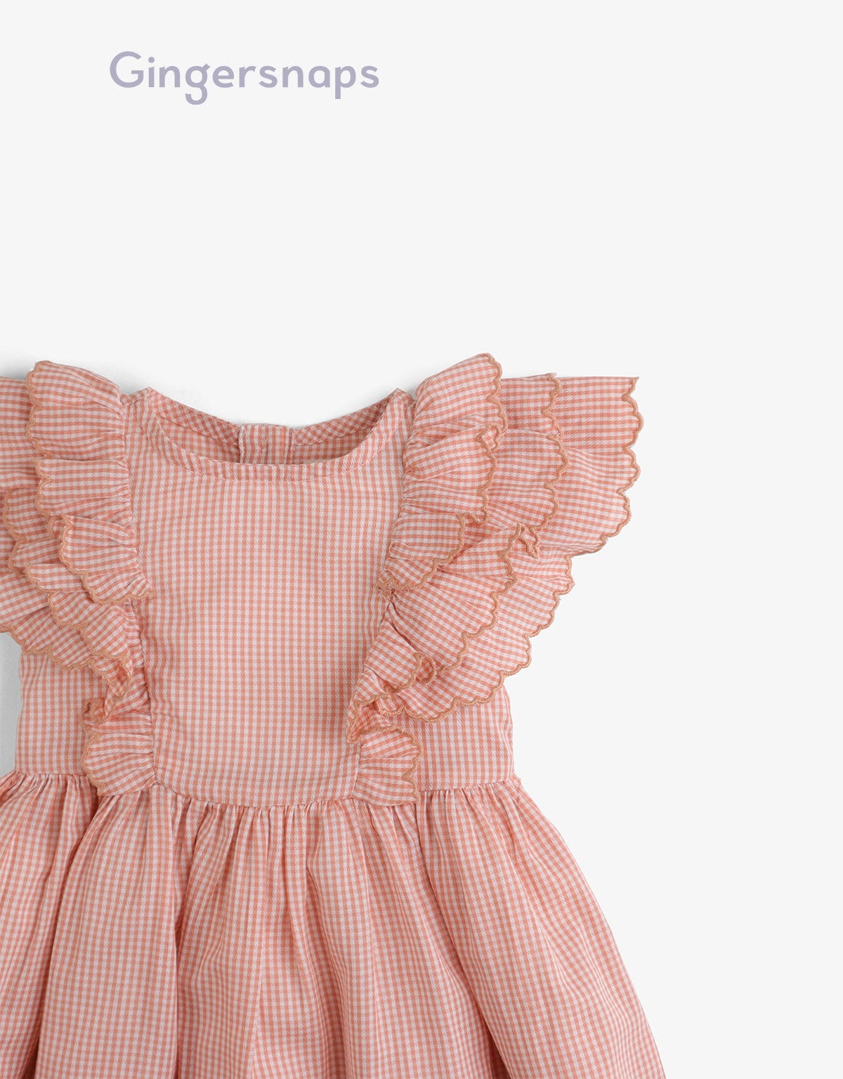 جينجرسنابس فستان مربعات منفوش مكشكش بناتي برتقالي