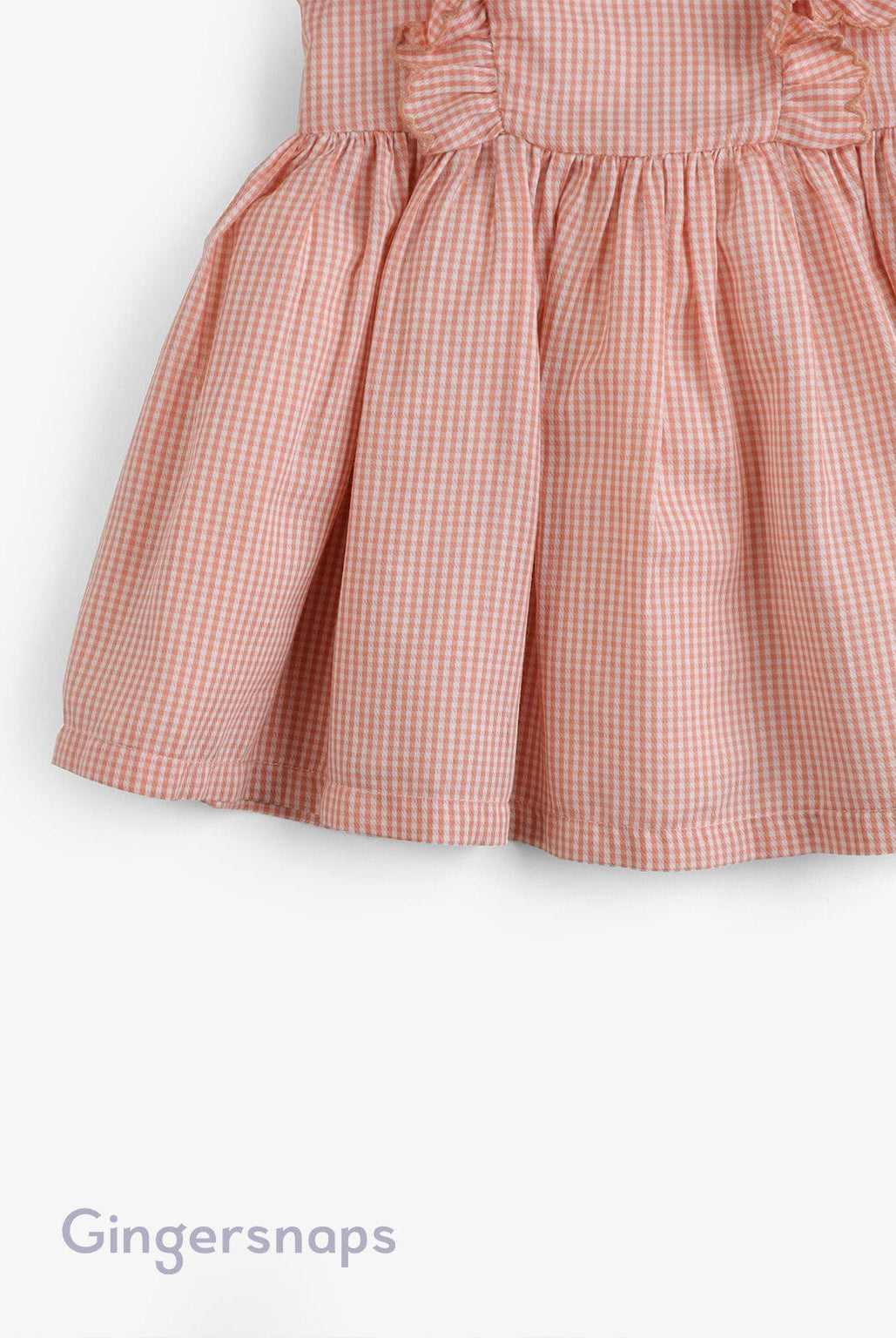 جينجرسنابس فستان مربعات منفوش مكشكش بناتي برتقالي