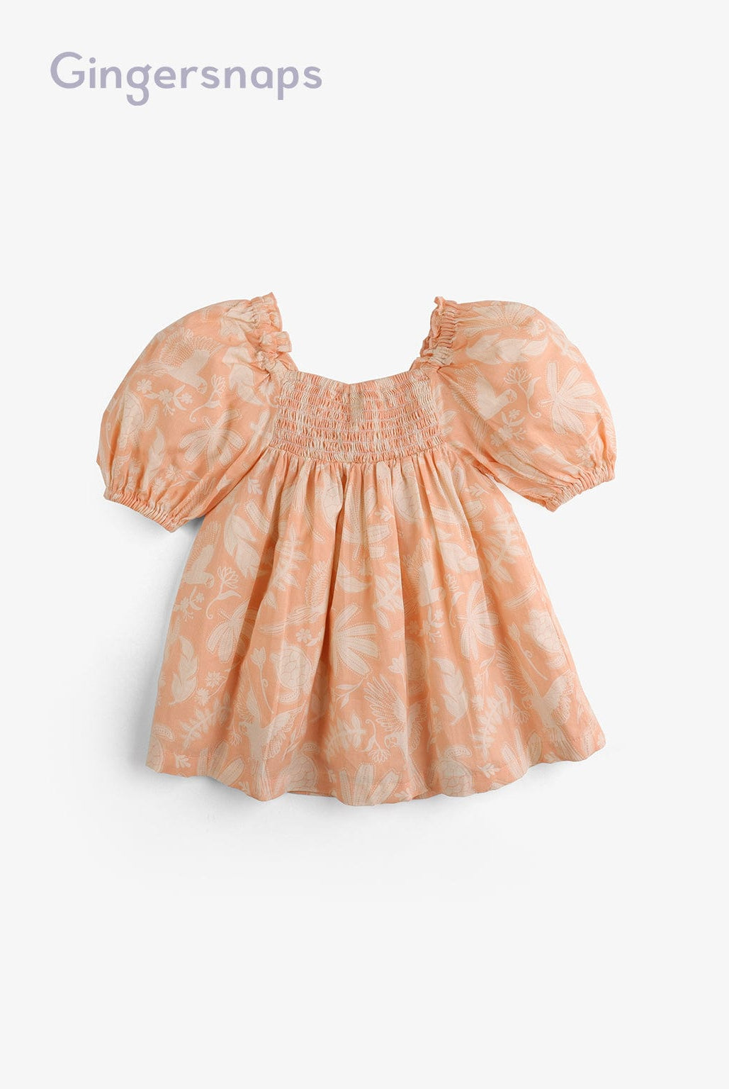 جينجرسنابس فستان مشجر واسع نص كم بف بناتي برتقالي