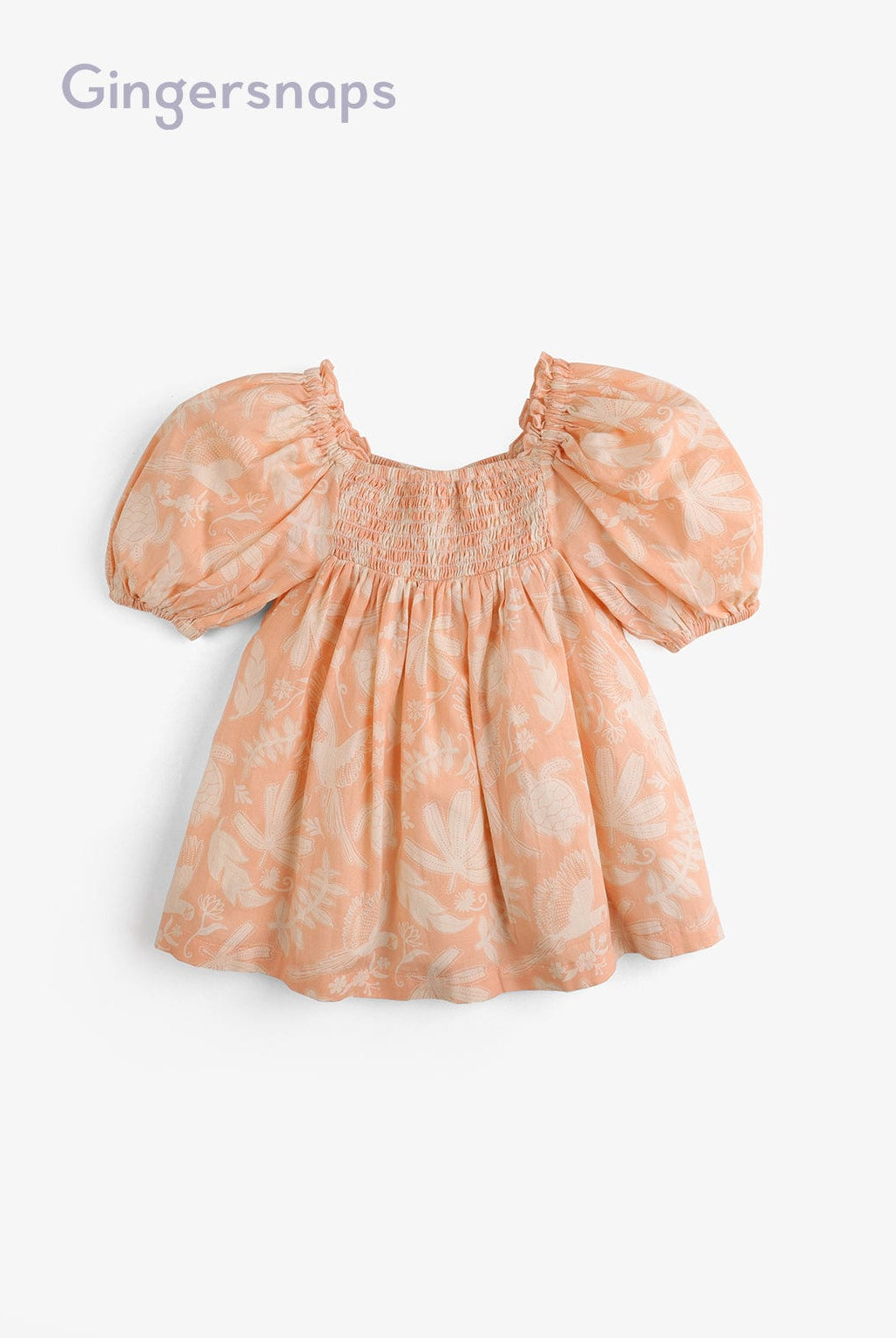 جينجرسنابس فستان مشجر واسع نص كم بف بناتي برتقالي