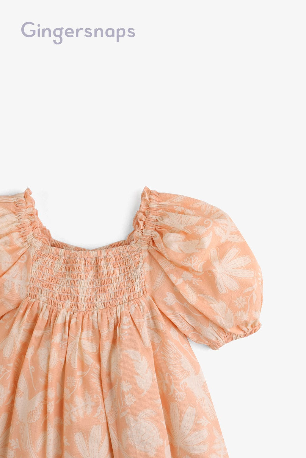 جينجرسنابس فستان مشجر واسع نص كم بف بناتي برتقالي