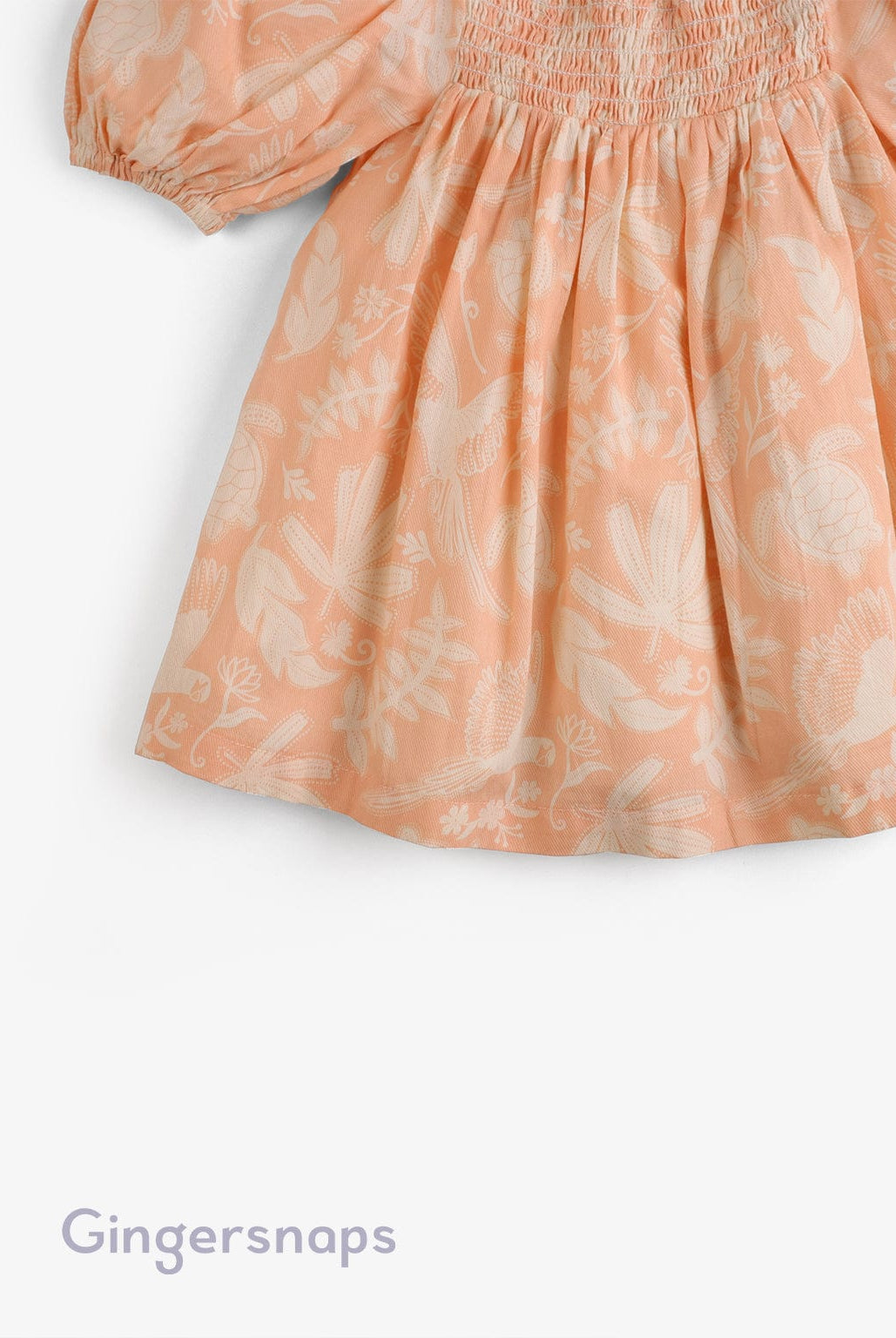 جينجرسنابس فستان مشجر واسع نص كم بف بناتي برتقالي