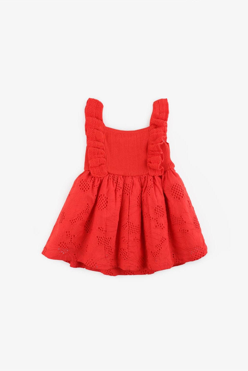 جينجرسنابس فستان اطفال بناتي سادة بكرانيش أحمر