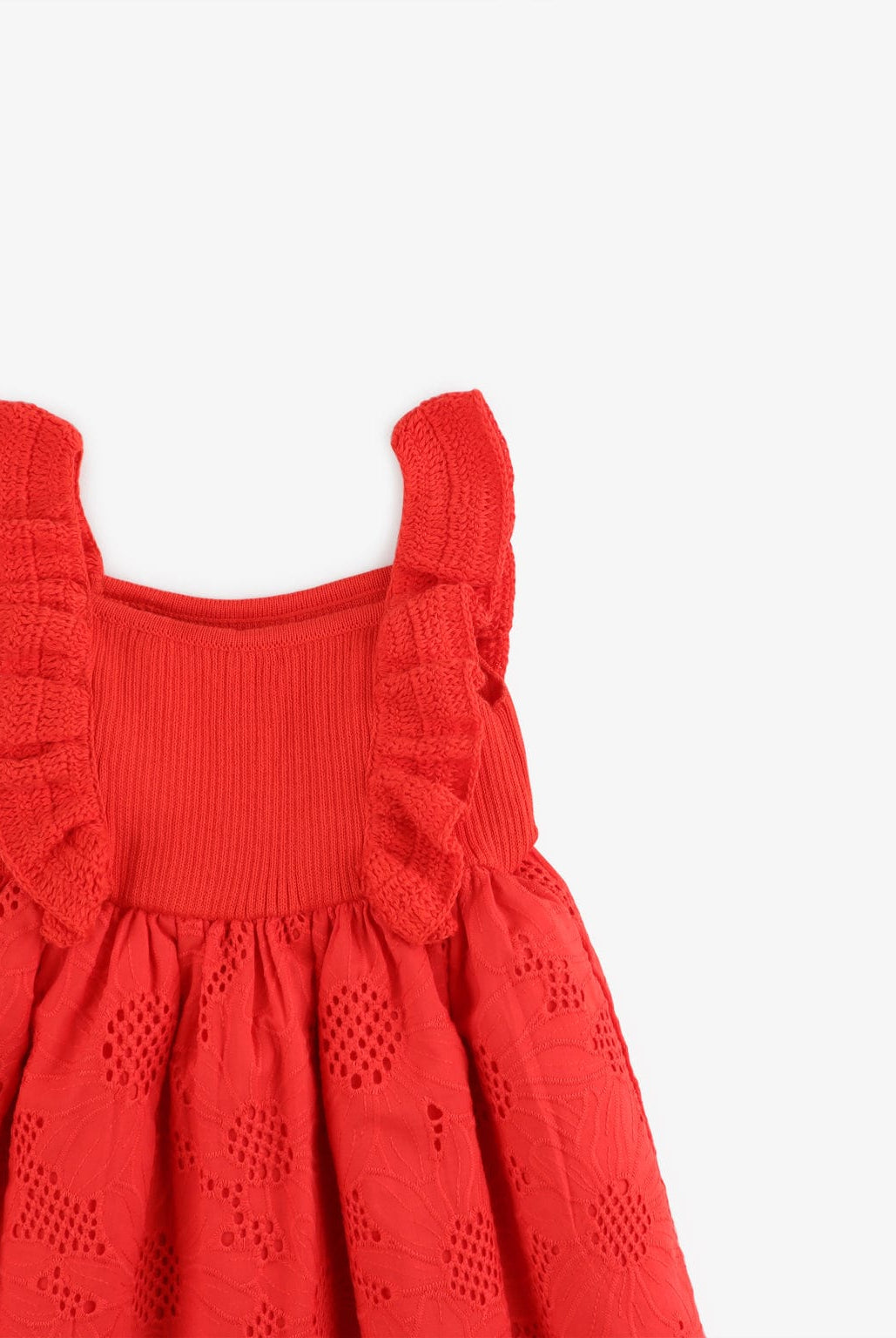 جينجرسنابس فستان اطفال بناتي سادة بكرانيش أحمر