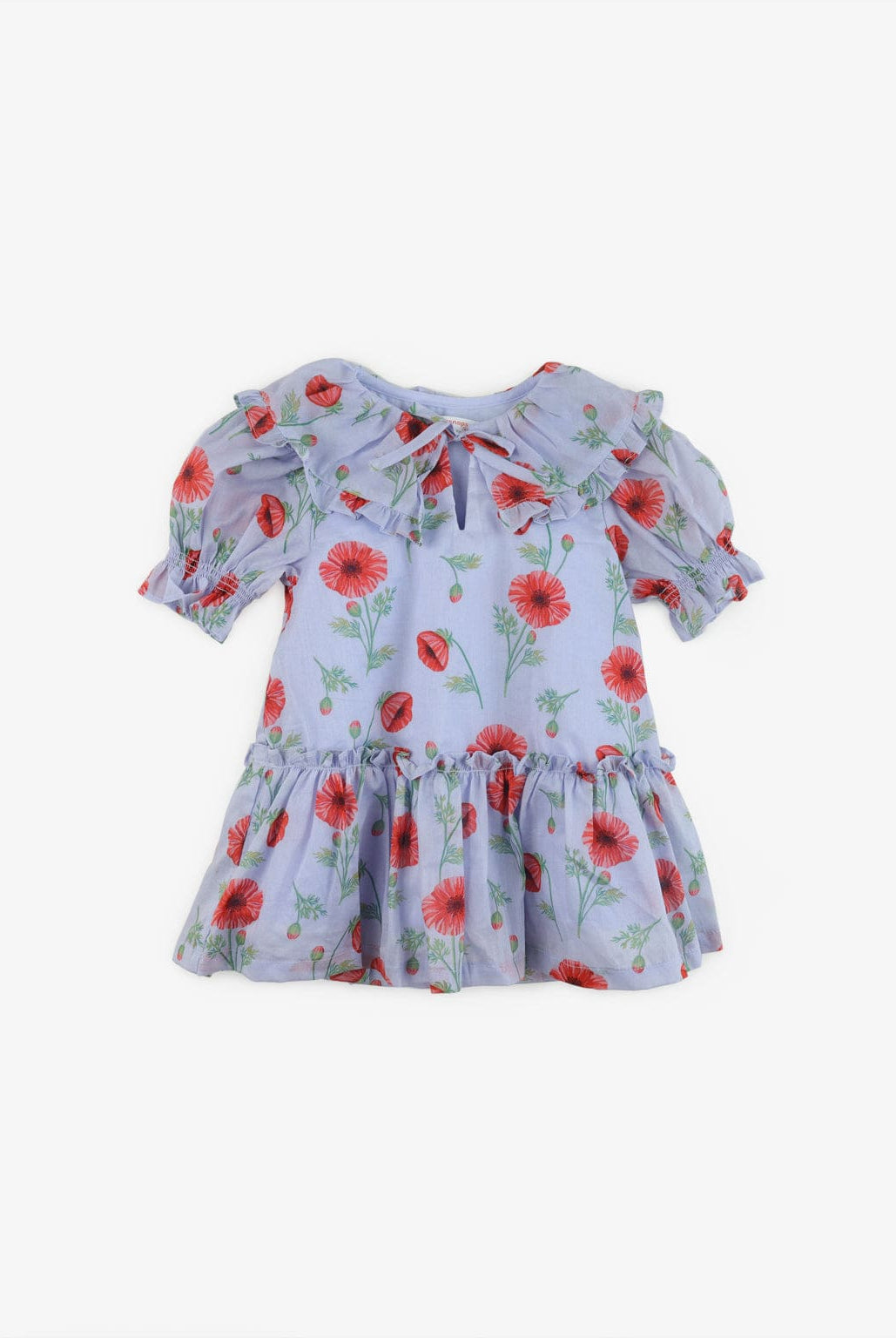 جينجرسنابس فستان بناتي مشجر مزين بكرانيش بأكمام منفوخة متعدد الألوان