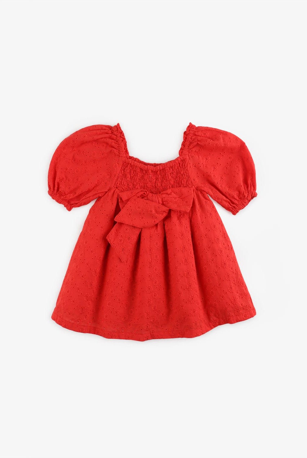 جينجرسنابس فستان مواليد بناتي سادة بأستك مطاطي على الصدر أحمر