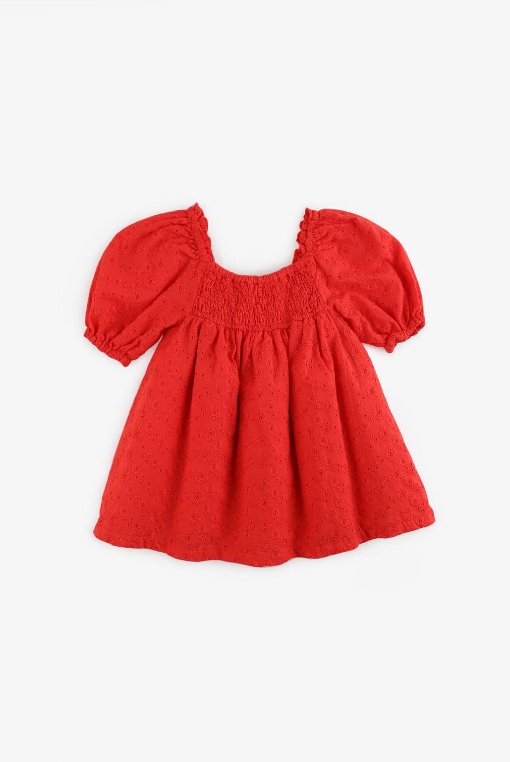 جينجرسنابس فستان مواليد بناتي سادة بأستك مطاطي على الصدر أحمر