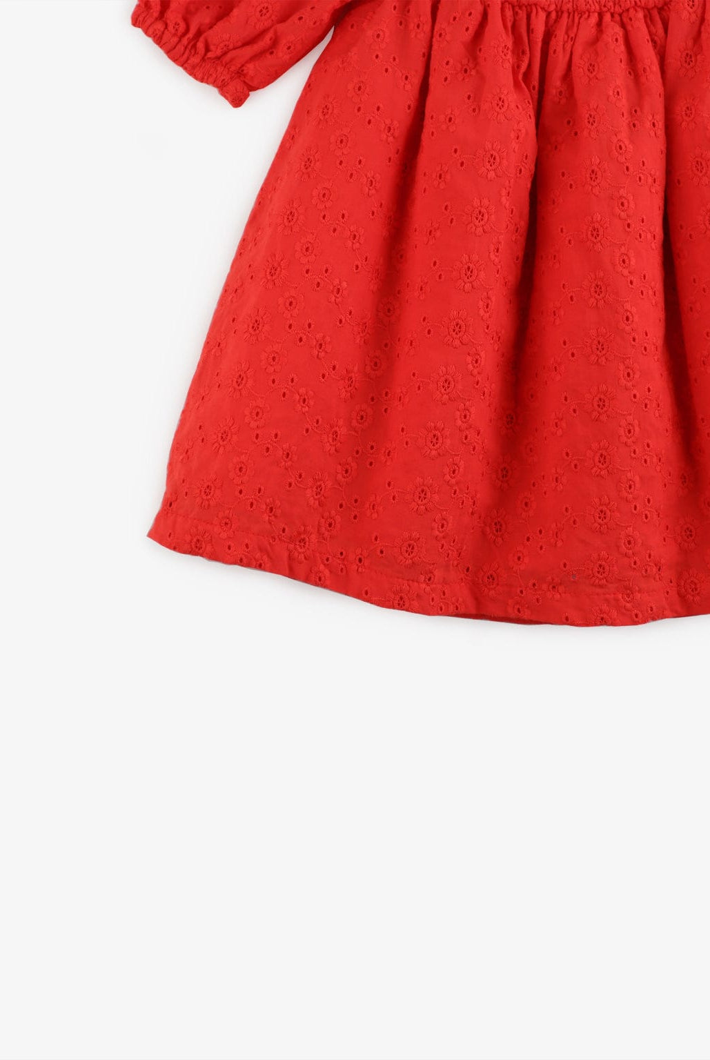 جينجرسنابس فستان مواليد بناتي سادة بأستك مطاطي على الصدر أحمر