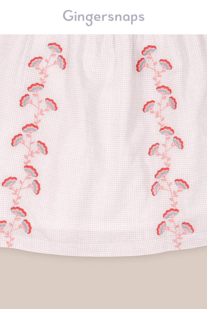 جينجرسنابس فستان جينز مطرز بأزرار أمامية بناتي أبيض/رمادي