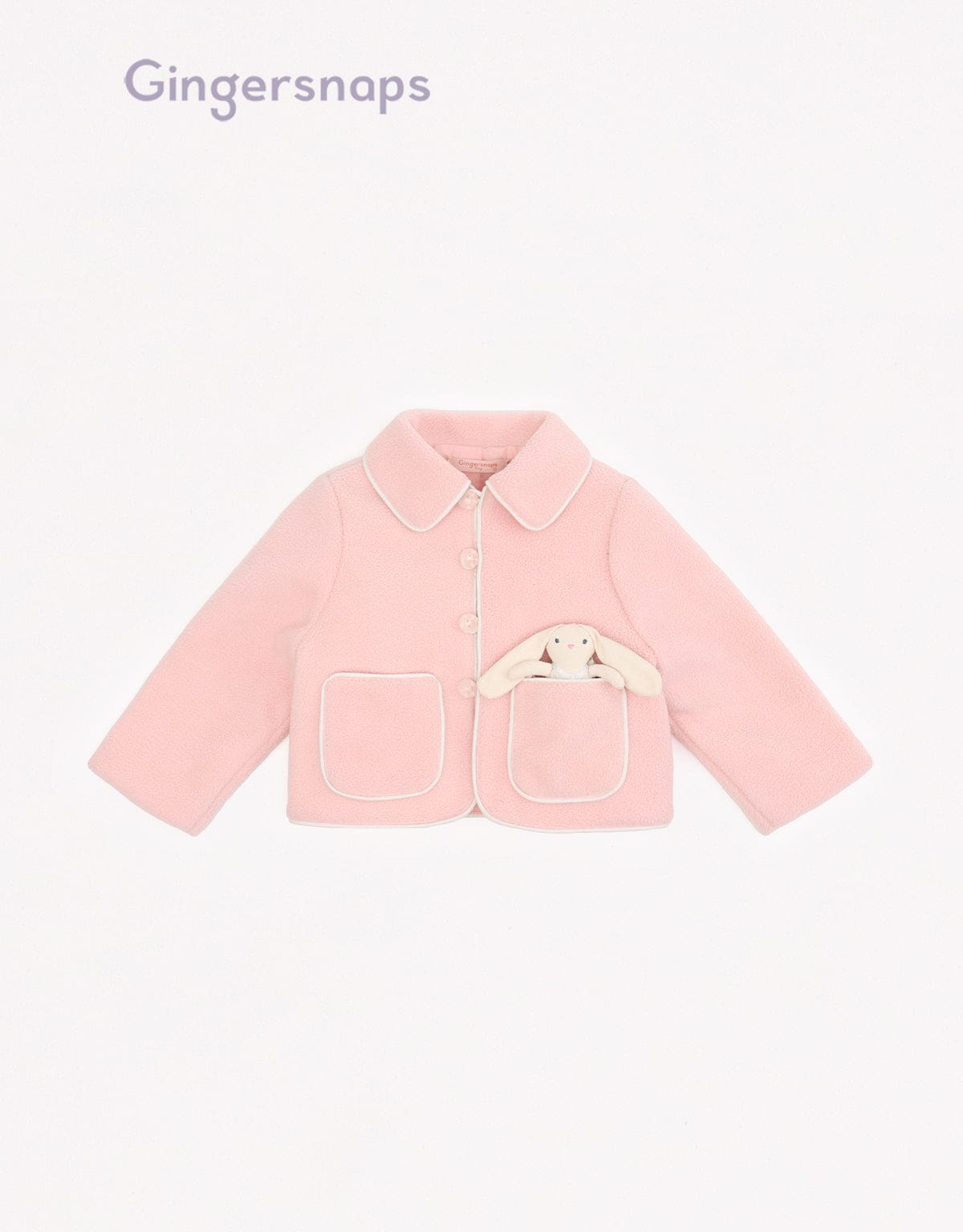 جينجرسنابس جاكيت اطفال رضع بناتي مزين بأرنب من الأمام وردي