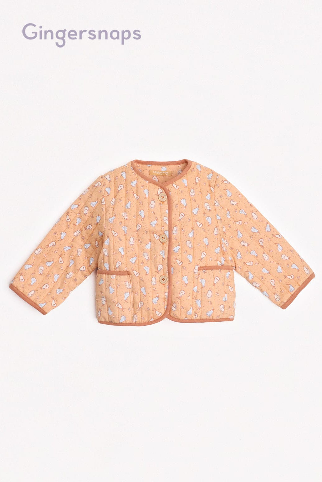 جينجرسنابس جاكيت اطفال رضع بناتي منقوش بأزرار أمامية أحمر بنفسجي