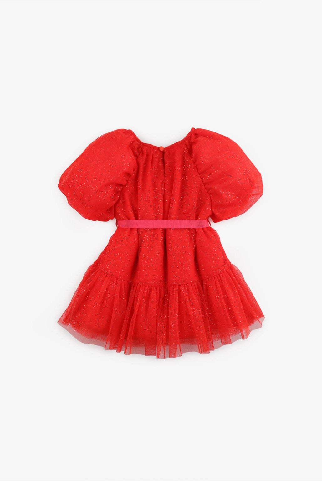 جينجرسنابس فستان بناتي رضع منفوش سادة برباط خصر أحمر