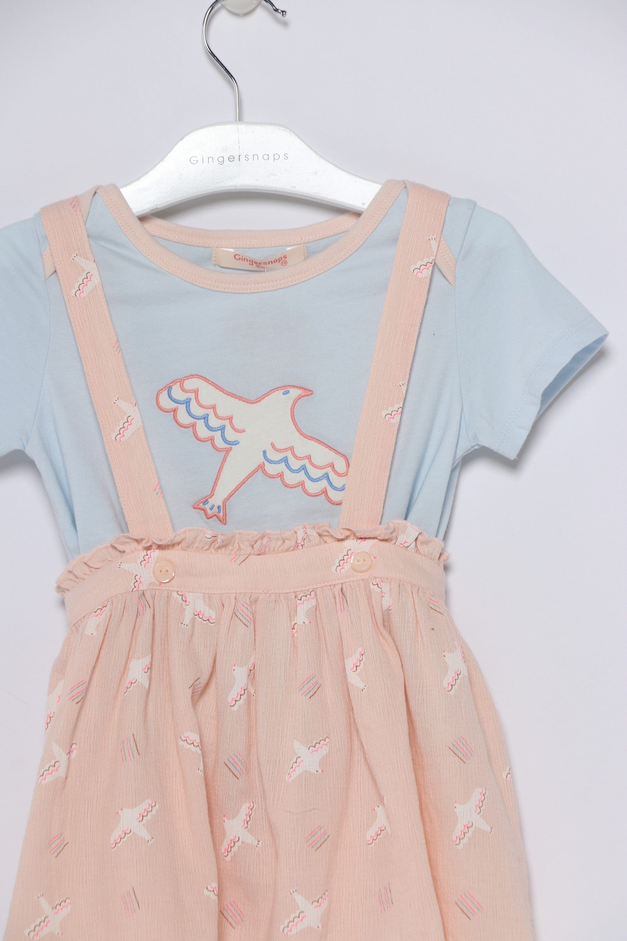 جينجرسنابس فستان حمالات رضع بناتي أزرق/خوخي
