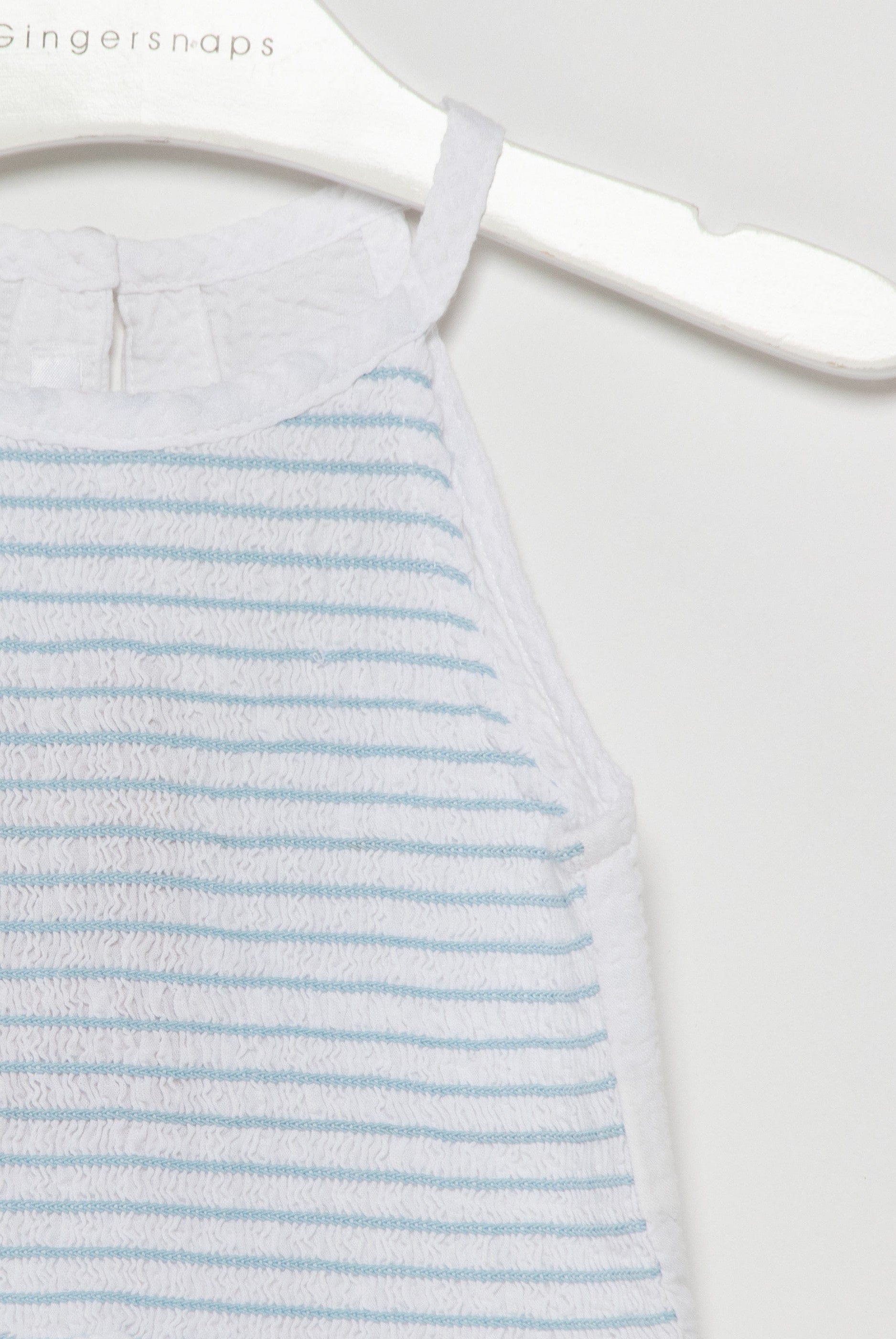 جينجرسنابس طقم خروج بنات رضع مكون من قطعتين حمالات وبنطلون ابيض / ازرق