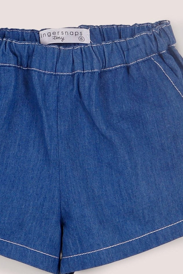 جينجرسنابس طقم بناتي جينز ببلوزة منفوشة أزرق/سط