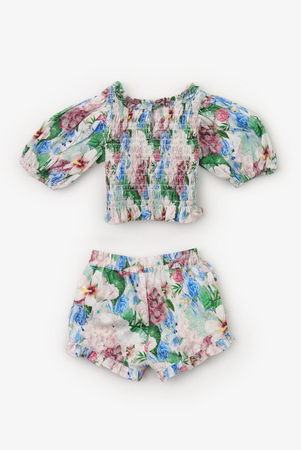 جينجرسنابس طقم قطعتين موردة شورت وبلوزة نص كم بف بناتي متعدد الألوان