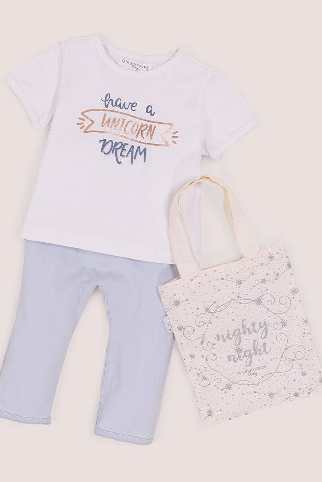 جينجرسنابس بيجامة نوم للفتايات الرضع بطبعة على الصدر ثلجي البياض