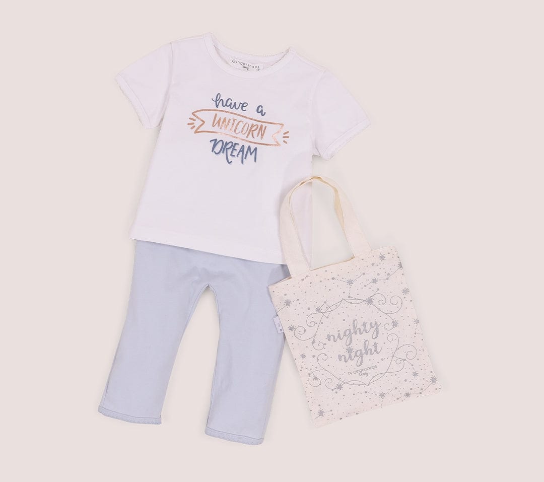 جينجرسنابس بيجامة نوم للفتايات الرضع بطبعة على الصدر ثلجي البياض