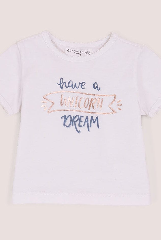 جينجرسنابس بيجامة نوم للفتايات الرضع بطبعة على الصدر ثلجي البياض