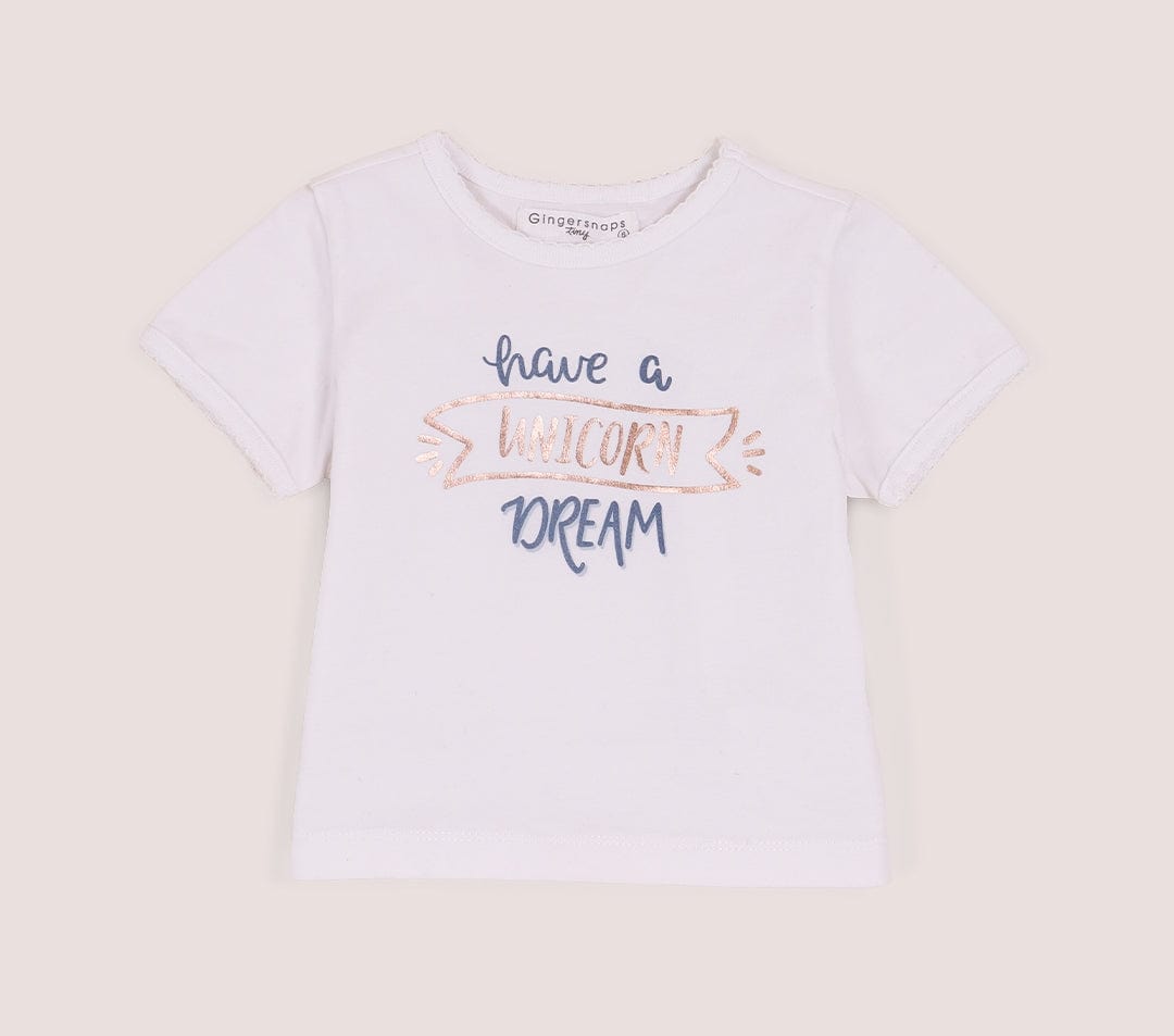 جينجرسنابس بيجامة نوم للفتايات الرضع بطبعة على الصدر ثلجي البياض