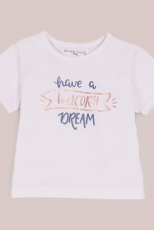 جينجرسنابس بيجامة نوم للفتايات الرضع بطبعة على الصدر ثلجي البياض