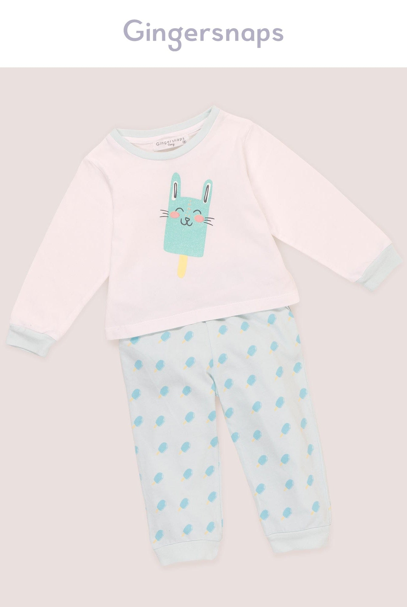 جينجرسنابس بيجامة نوم بلوزة مع أطفال رضع كم طويل بناتي ضوء السماء