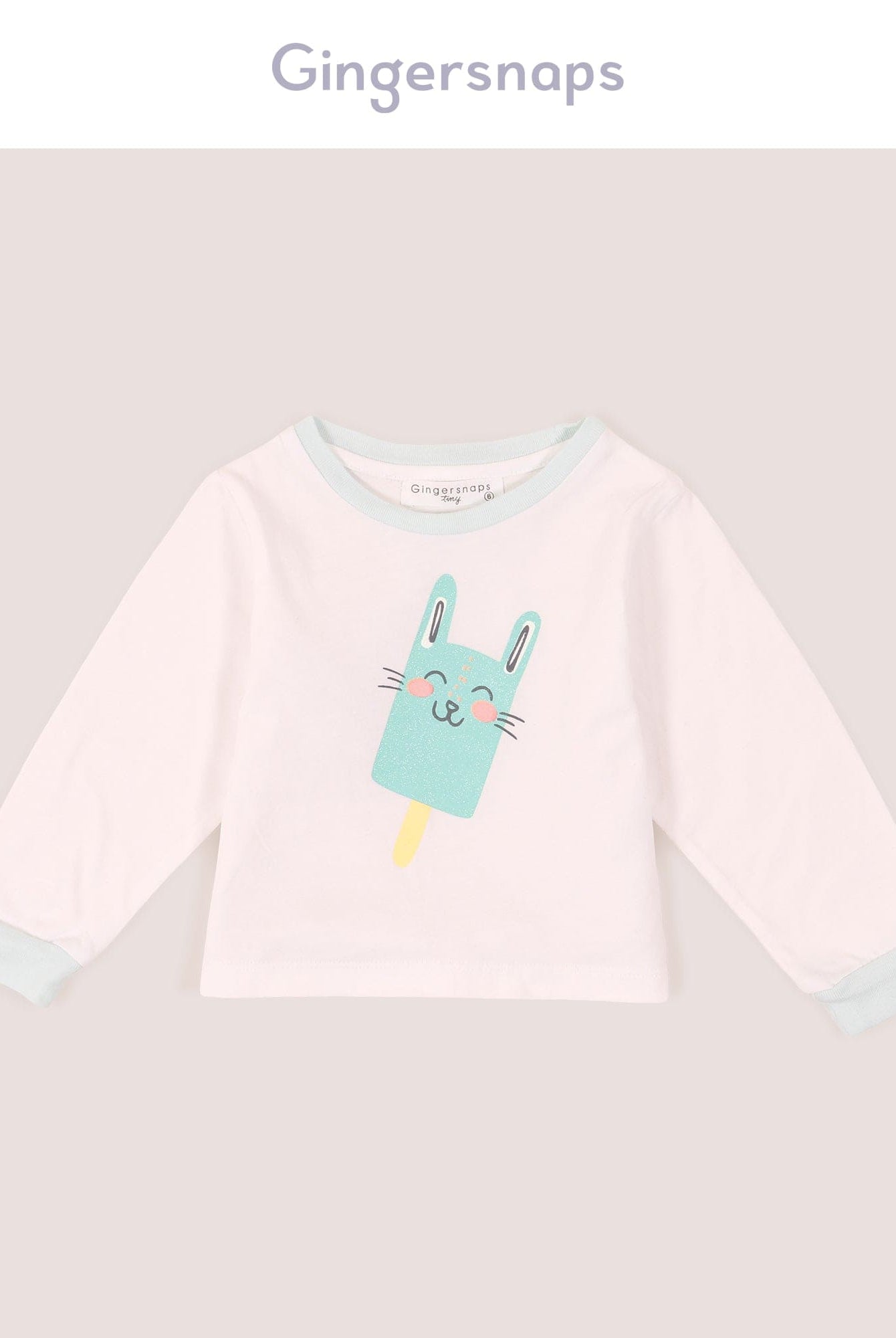 جينجرسنابس بيجامة نوم بلوزة مع أطفال رضع كم طويل بناتي ضوء السماء