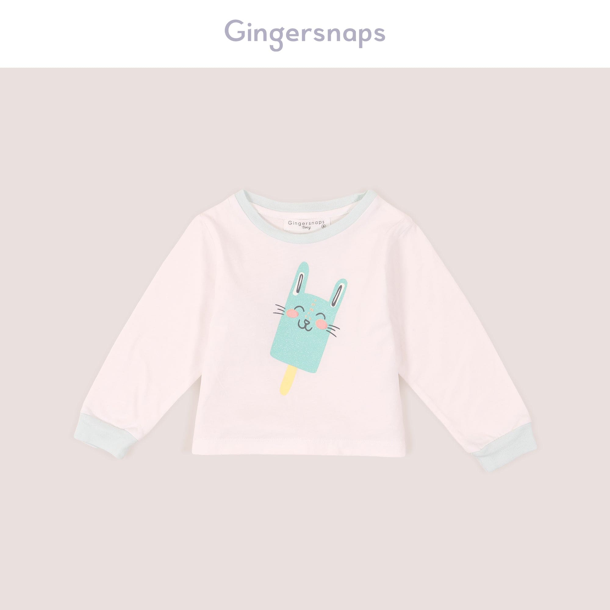 جينجرسنابس بيجامة نوم بلوزة مع أطفال رضع كم طويل بناتي ضوء السماء