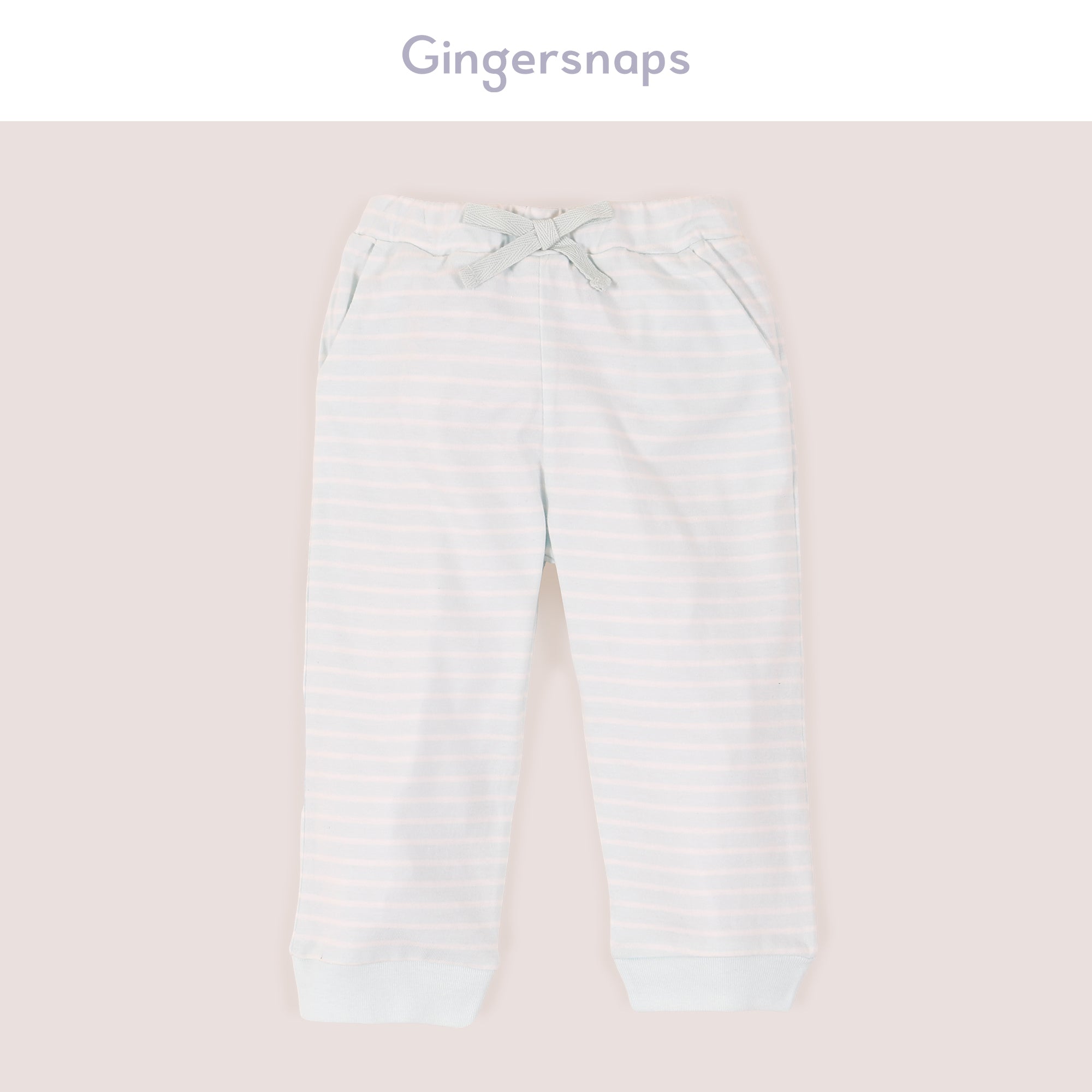 جينجرسنابس بيجامة بلوزة مع بنطال مواليد بخطوط عريضة كم طويل بناتي ضوء السماء