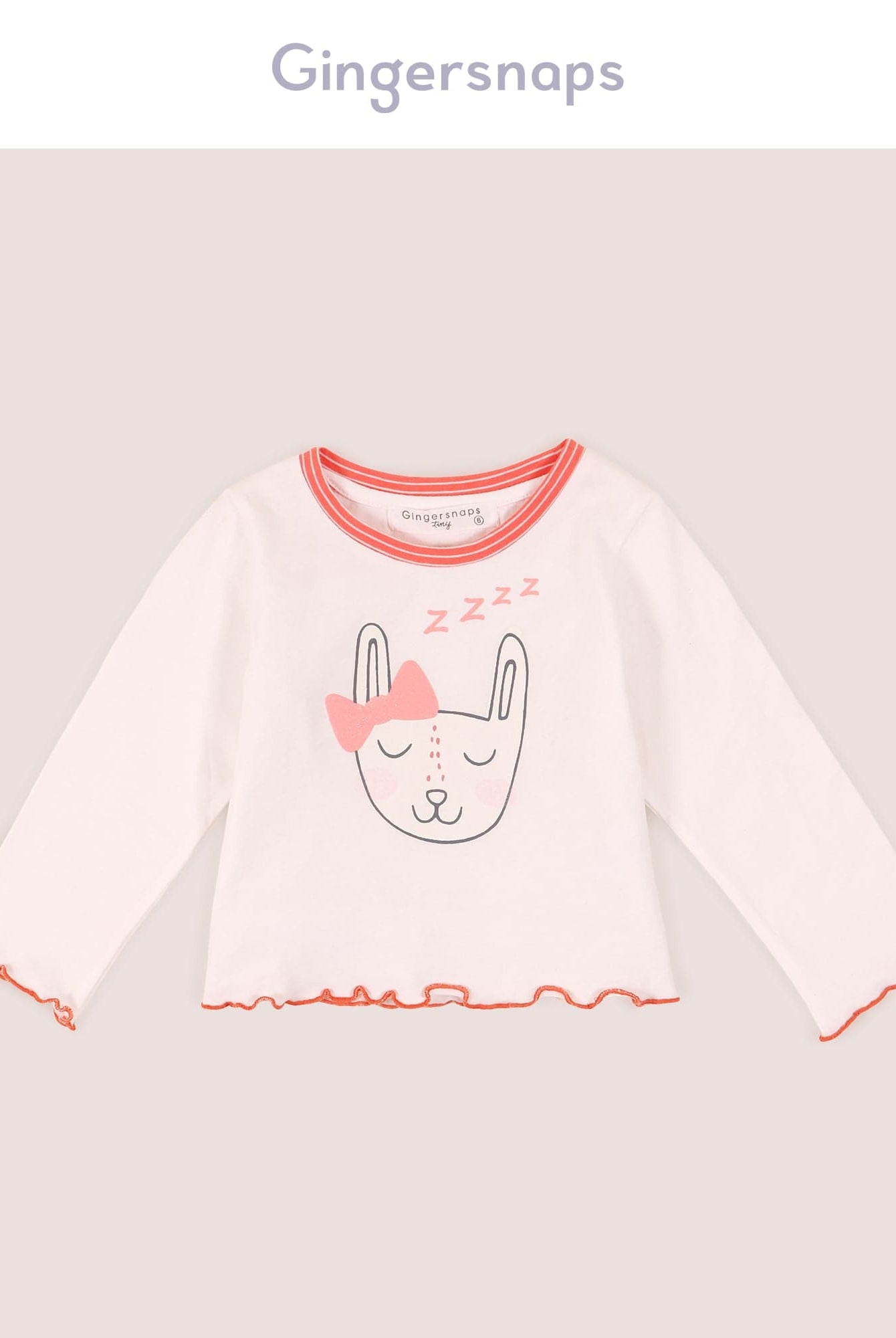 جينجرسنابس بيجامة بلوزة مع بنطال مواليد كم طويل بناتي مرجاني