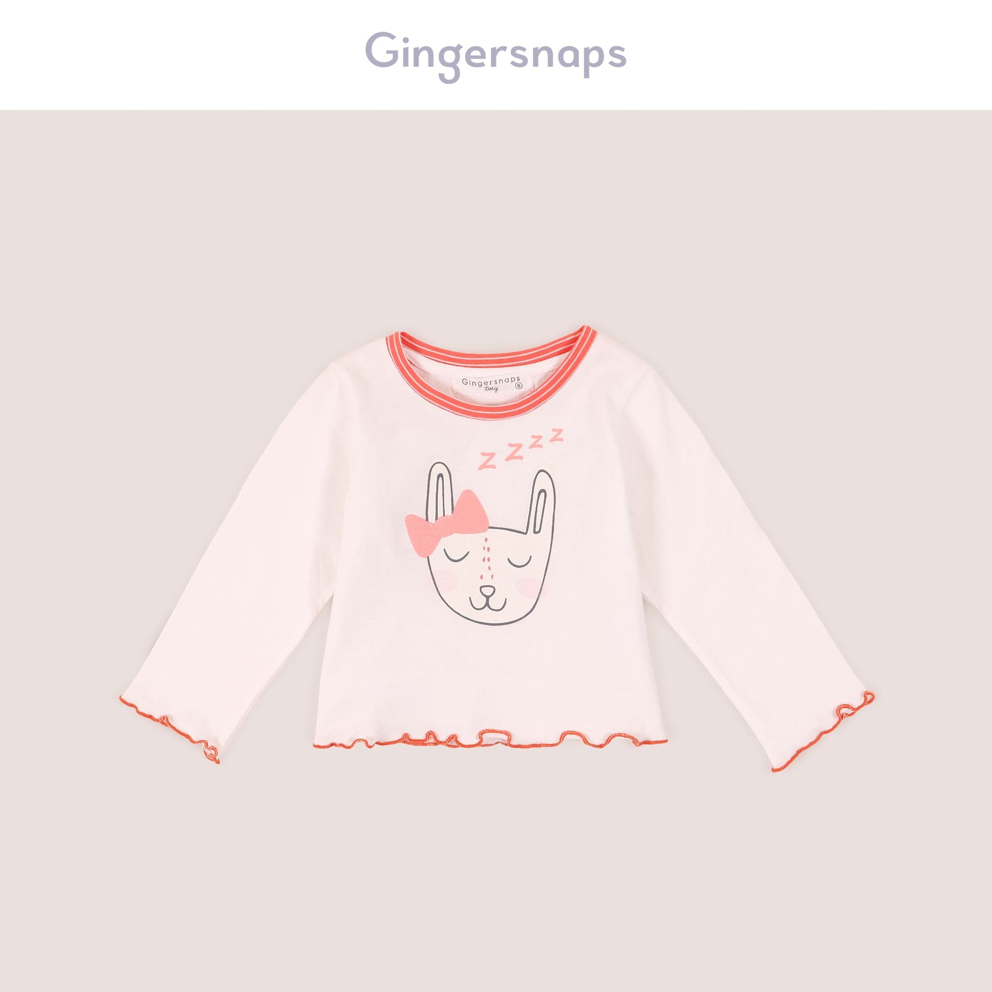 جينجرسنابس بيجامة بلوزة مع بنطال مواليد كم طويل بناتي مرجاني