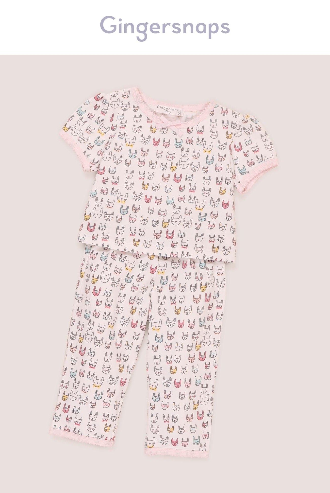 جينجرسنابس بيجامة ببلوزة مع بنطال رضع منقوشة نص كم بناتي متعدد الألوان