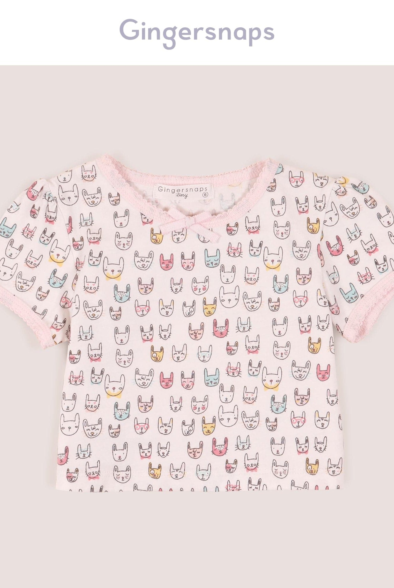 جينجرسنابس بيجامة ببلوزة مع بنطال رضع منقوشة نص كم بناتي متعدد الألوان