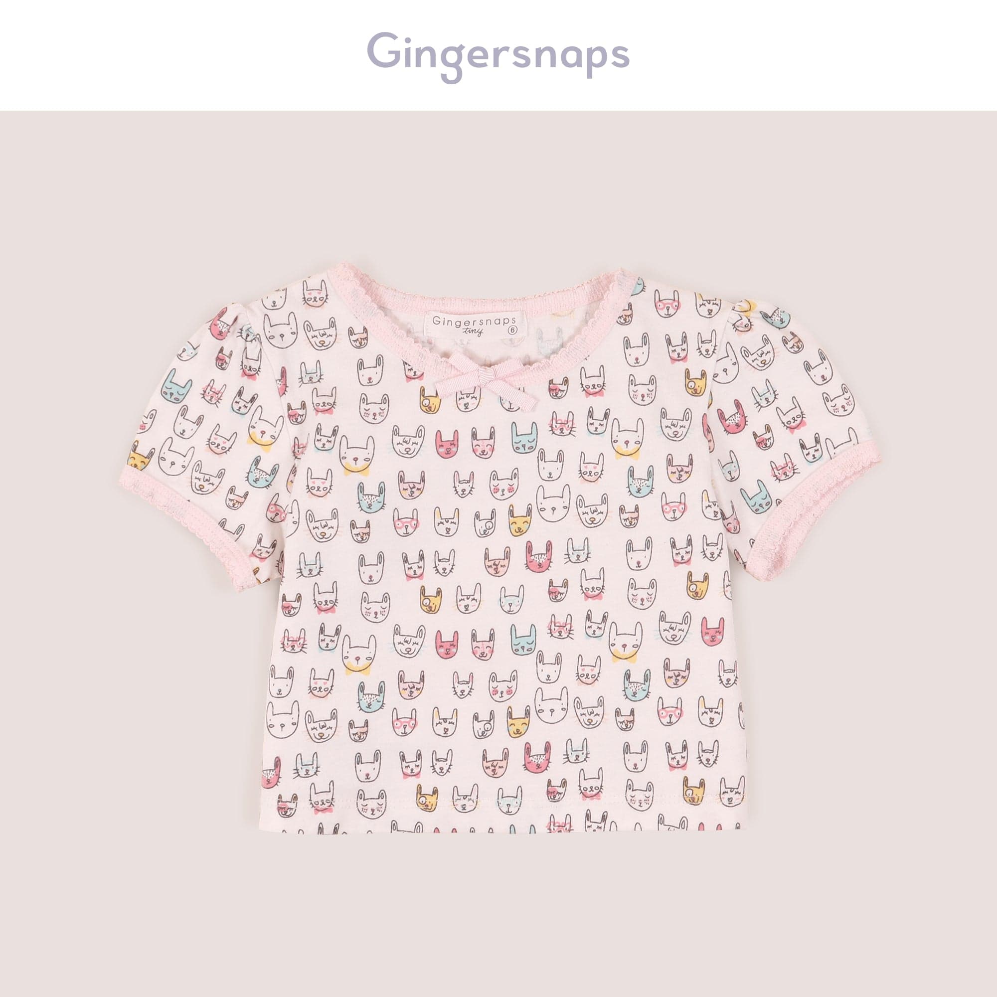 جينجرسنابس بيجامة ببلوزة مع بنطال رضع منقوشة نص كم بناتي متعدد الألوان