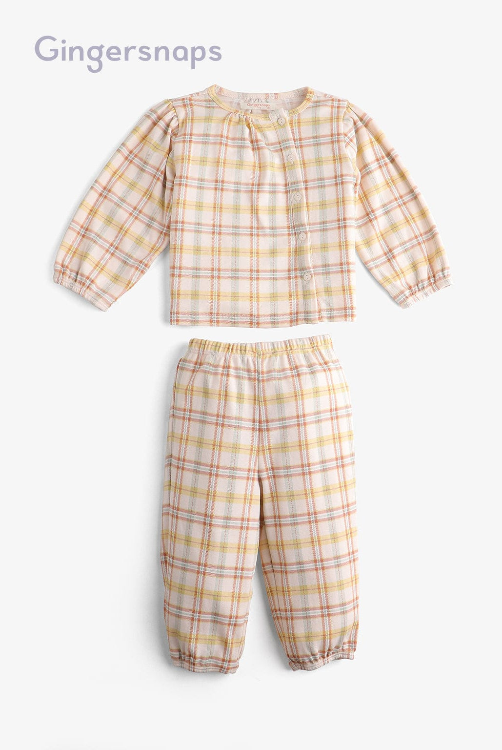 جينجرسنابس بيجامة نوم بناتي للرضع كاروهات بأزرار أمامية متعدد الألوان