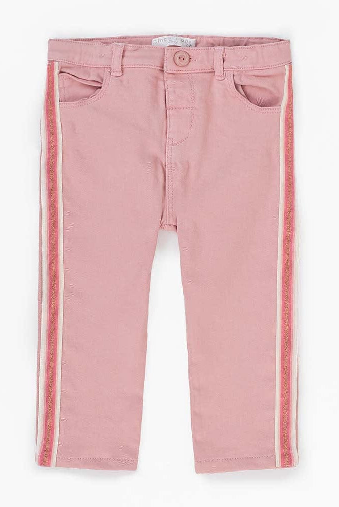 جينجرسنابس بنطلون رضع بخط جانبي طويل بناتي وردي تان