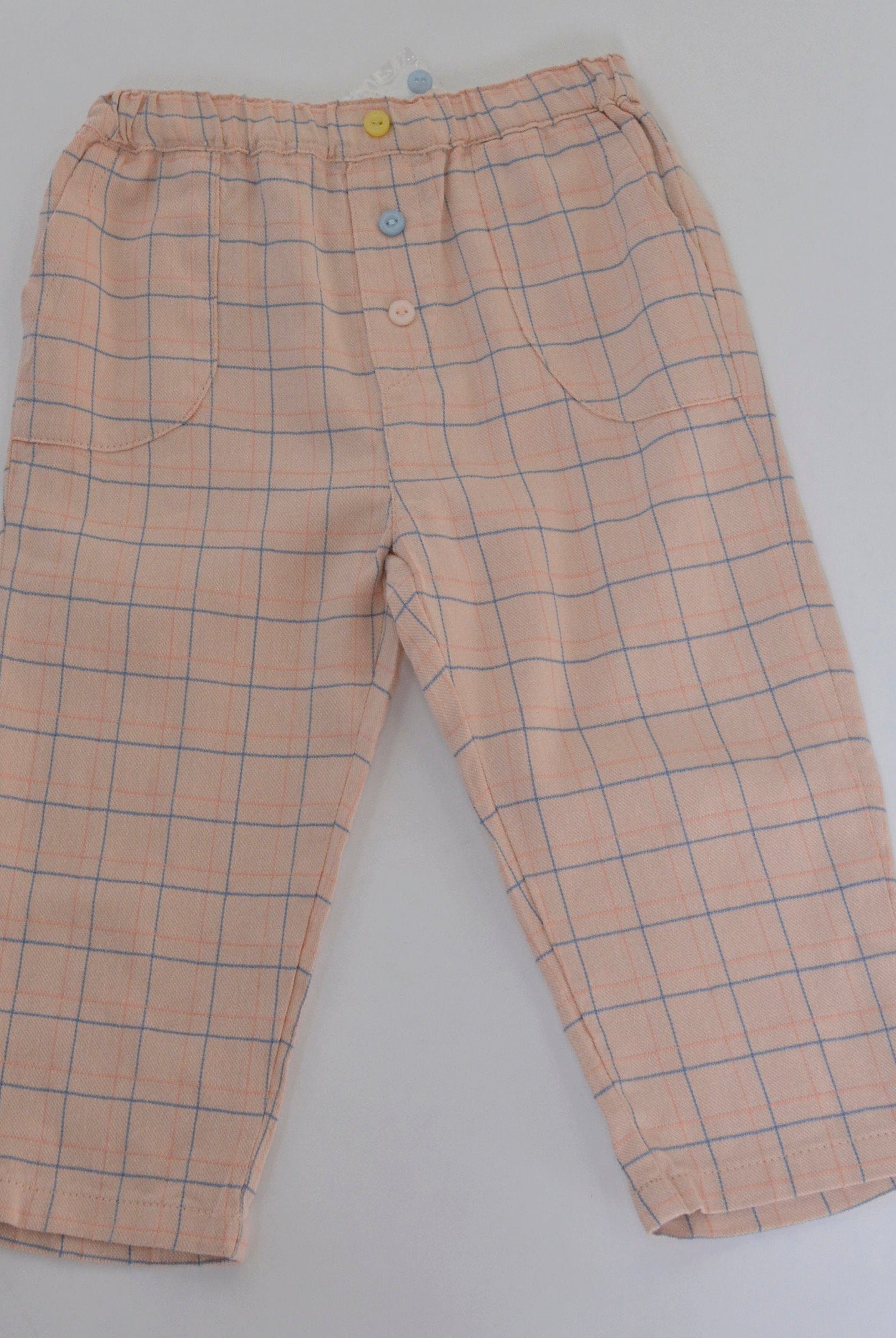 جينجرسنابس بنطلون بناتي رضع كاروهات بأزرار أمامية متعدد الألوان