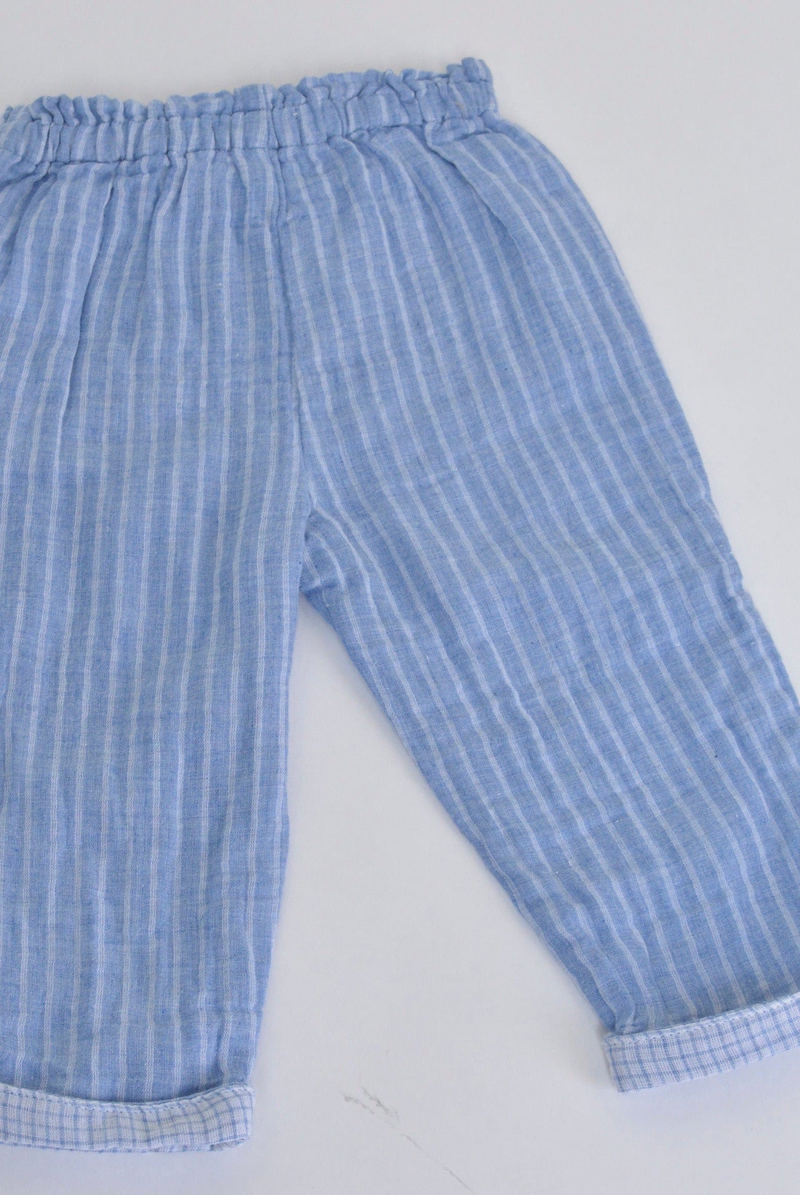 جينجرسنابس بنطلون رضع مخطط بجيوب ورباط بناتي أزرق متعدد