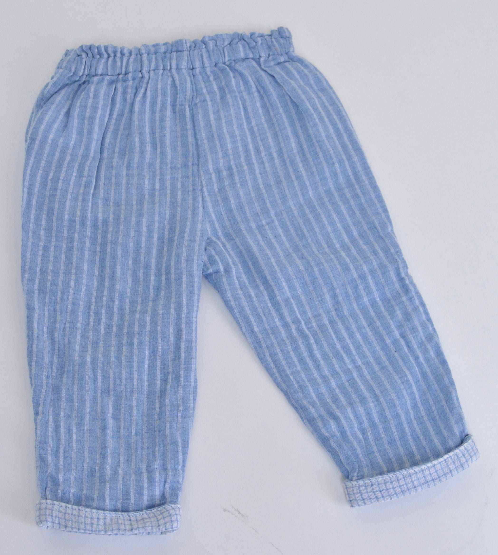 جينجرسنابس بنطلون رضع مخطط بجيوب ورباط بناتي أزرق متعدد