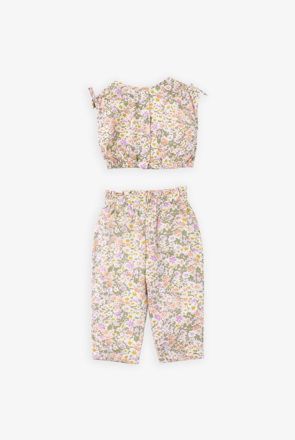 جينجرسنابس طقم مورد قطعتين بنطلون وبلوزة كم قصير بناتي متعدد الألوان