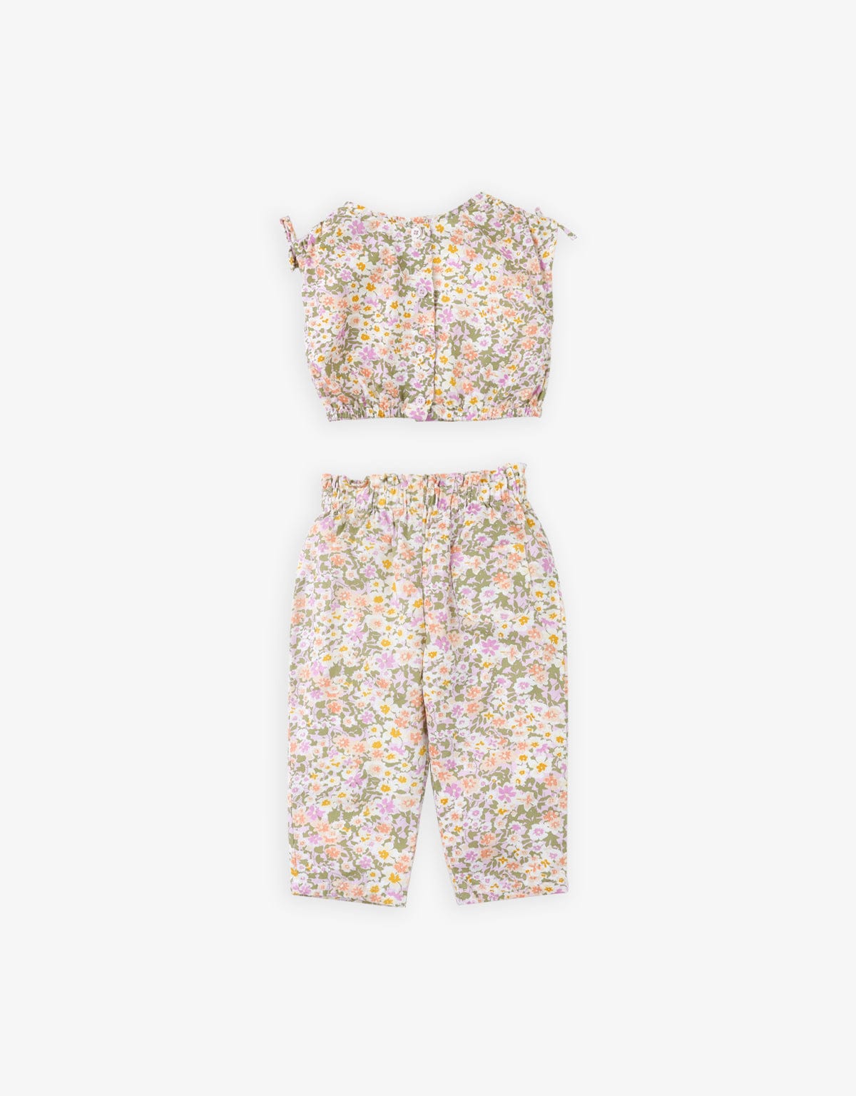 جينجرسنابس طقم مورد قطعتين بنطلون وبلوزة كم قصير بناتي متعدد الألوان