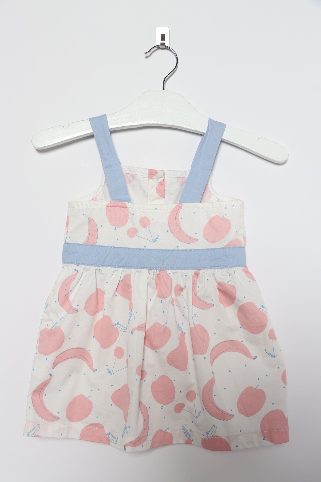 جينجرسنابس فستان رضع بناتي بنمط فواكة مزين بفيونكة أبيض/وردي